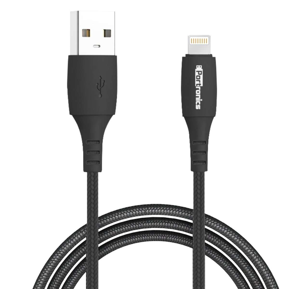 Portronics Konnect A POR-1171 1M 8 Pin USB Cable with PVC Heads (Black)